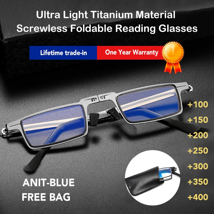 titanium material screwless foldable reading glasses