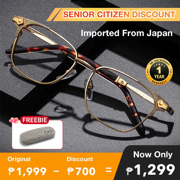 Senior Discount buy now to save 50pesos and get a free eyeglasses case - Multi-Focal Pure titanium mens reading glasses imported from Japan - anti-blue light anti-fatigue