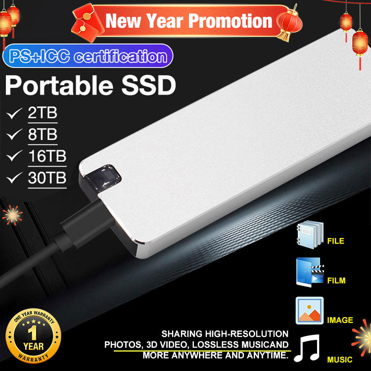 2025 New Year promo Buy now to save 100pesos -One-year warranty-New Upgraded Portable SSD - Plug and Play,Up to 30TB,Lighting speed	